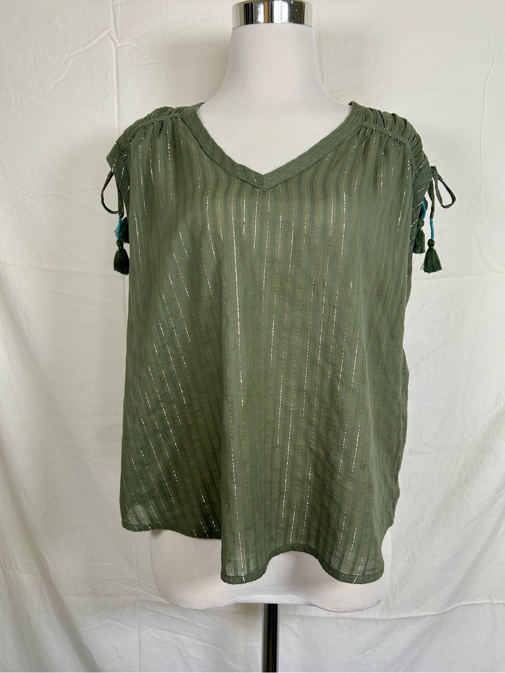 Anthropologie Devotion Iris Metallic Striped Boho Blouse